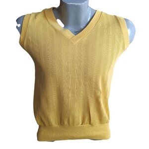 Medium Vintage 1970's Towncraft Yellow V-Neck Sleeveless T-shirt Ribbed Knit